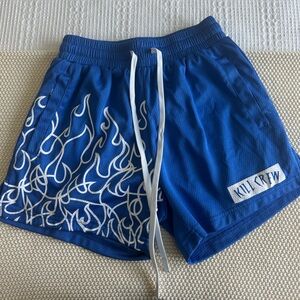 Kill Crew Blue and White Flame Athletic Shorts